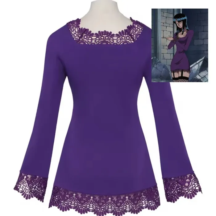 Costume Cosplay di Nico Robin, Abito in Pizzo Viola, Mini Abito a Bretelle Stile Anime, Outfit per Feste di Halloween per Donne - AliExpress 200000532