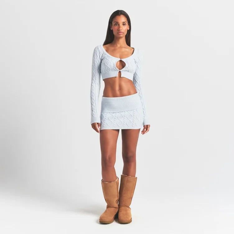 SKIMS CABLE KNIT CROPPED CARDIGAN