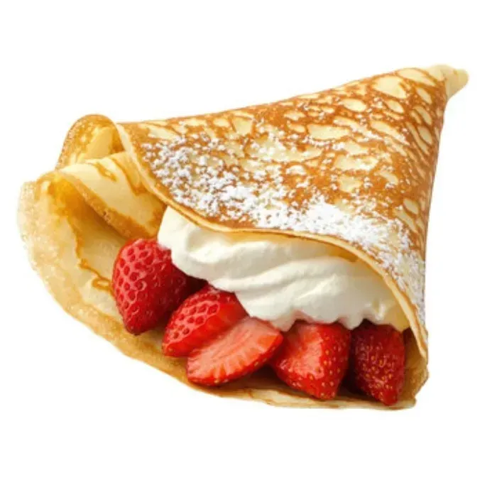 Crepe with nutella, fruits, cream & crushed nuts 