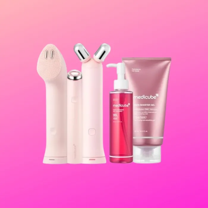 medicube Mini Booster Pro Pink Set - PDRN Jelly Foam Cleanser & Booster Gel | Mini Booster Pro Plus Full Set - Pink, Cleanse, Boost & Clear Pores for Radiant, Smooth Skin, Korean Skincare Device