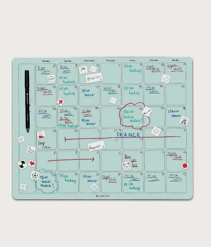 Monthly planner - Blue, size L and with sticky foil