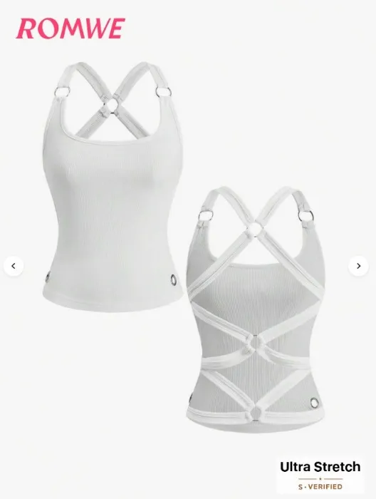 ROMWE Y2K Eyelet Decor Fitted Women's All-Match Versatile Backless Criss-Cross Lace-Up Tank Top