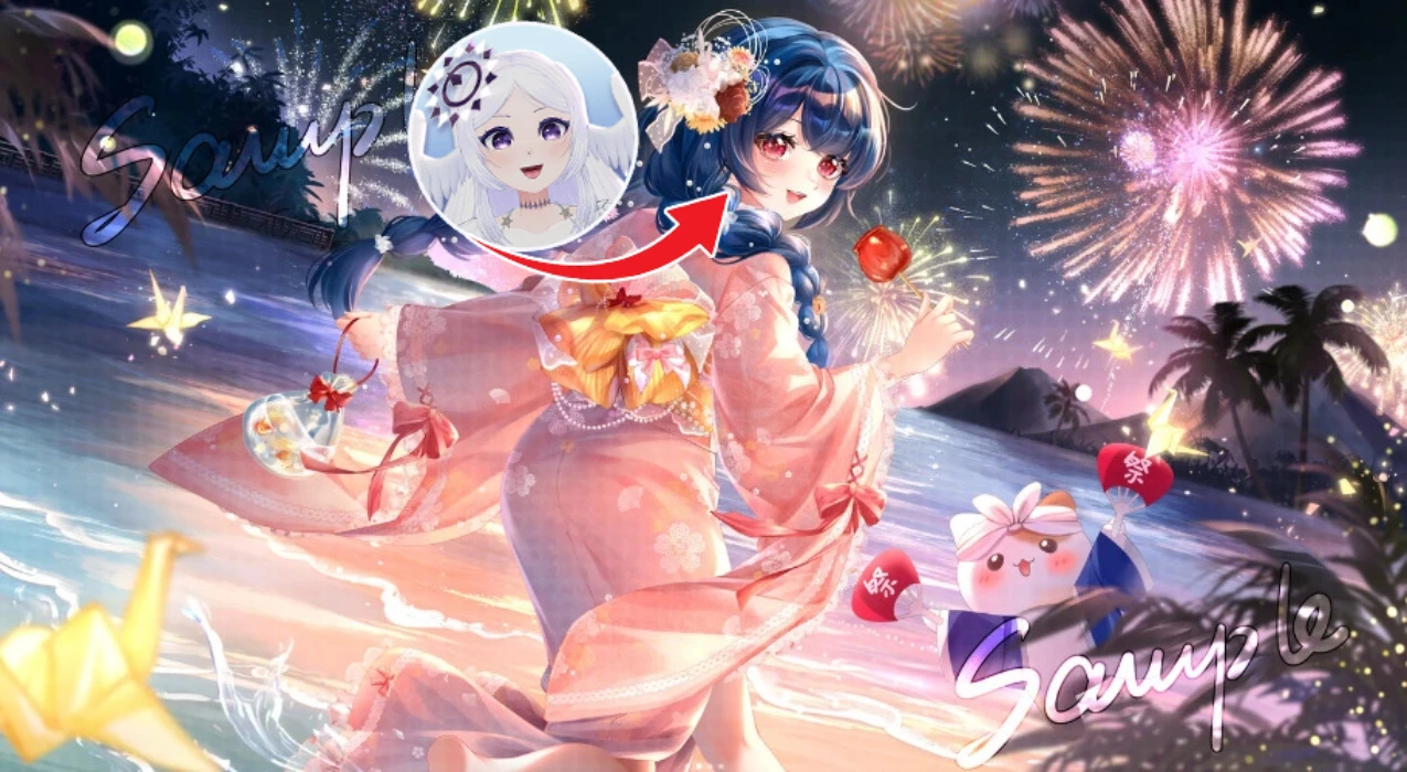 [Animowana Tapeta] Live2D animowana tapeta - Fireworks Festival Ilustracja