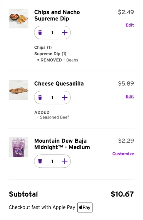 My Taco Bell Order