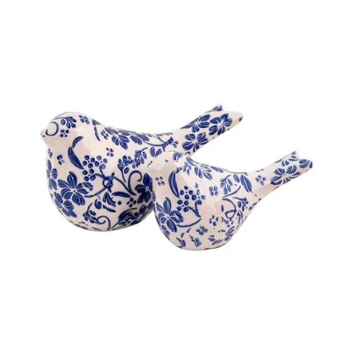 Adorno pájaro cerámica 20.5x8.5x11-15.5x7x9cm 2pcs