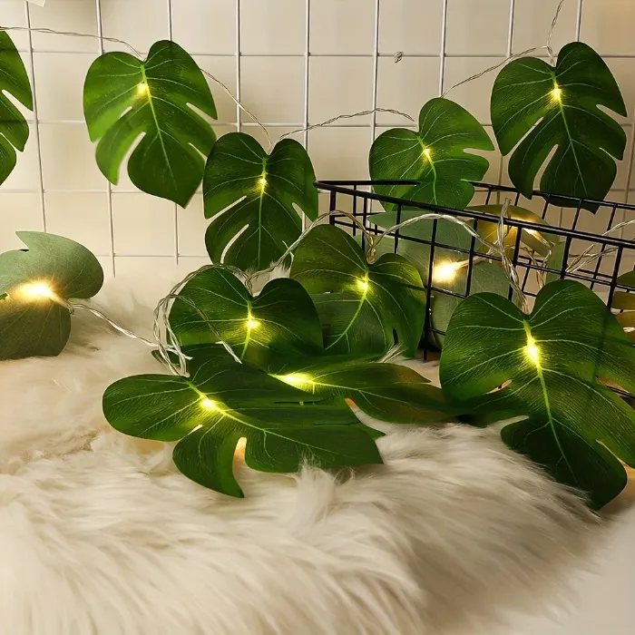 monstera leaf led light strings artificial leaf - Temu Norway