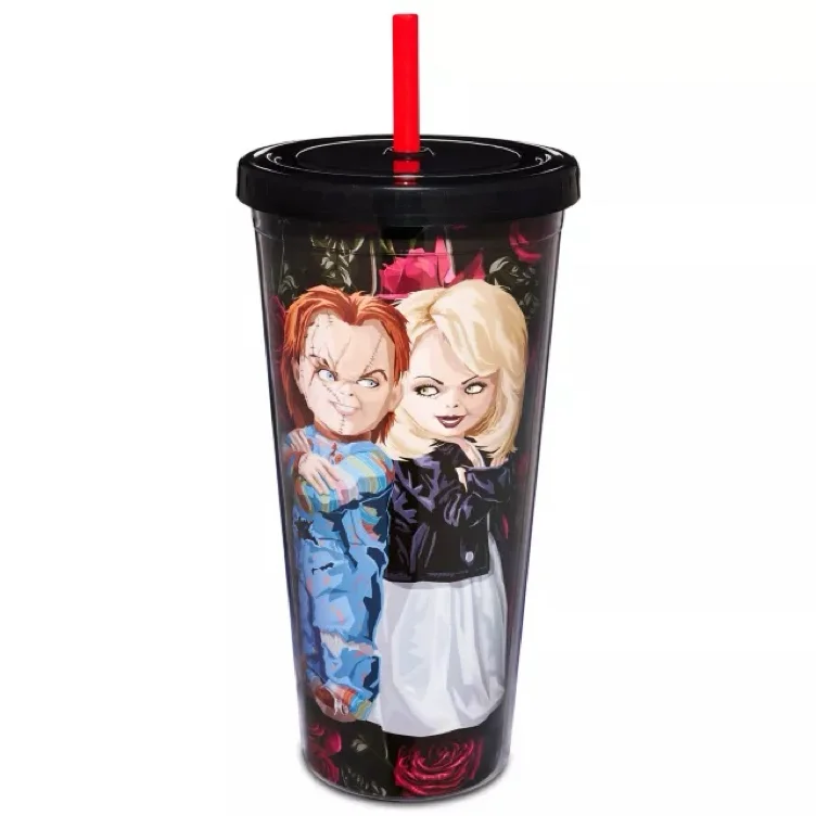 Crazy In Love Chucky and Tiffany Cup with Straw - 20 oz. - Spencer's