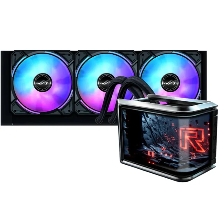 ASUS ROG RYUO IV 360 ARGB Black All in one Water Cooling with 6.7' Inch AMOLED Display, Support Intel LGA 1851 / 1700 / 1200 / 115X / 2011 / 2011-3 / 2066, AMD AM5 / AM4