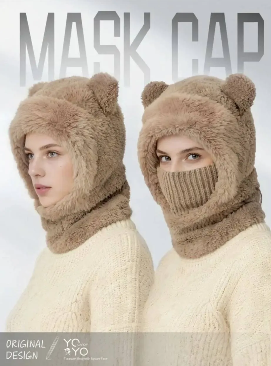 Cute-bear ear windproof hat