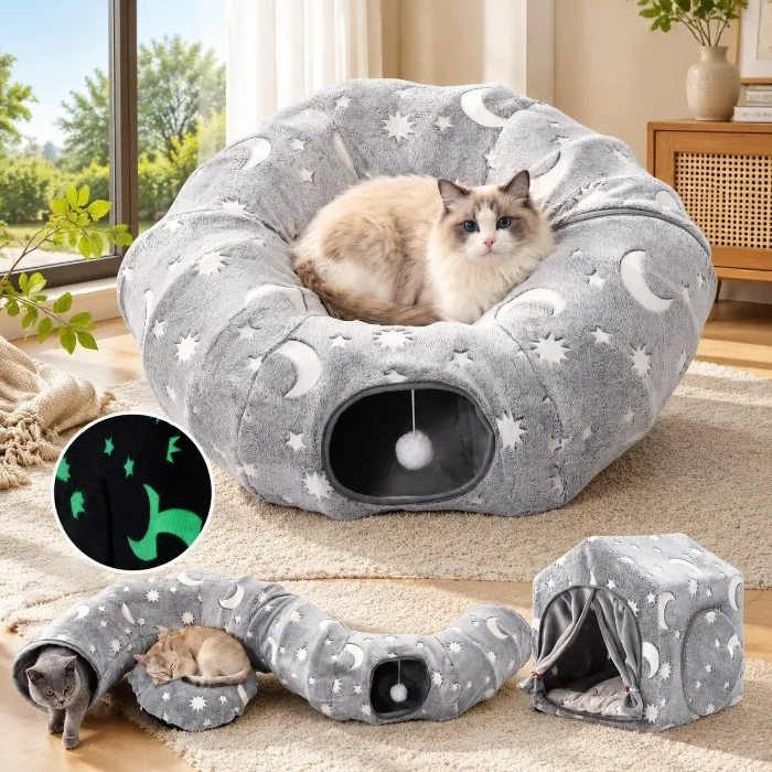 4-In-1 Cat Tunnel with Cube House for Milo~