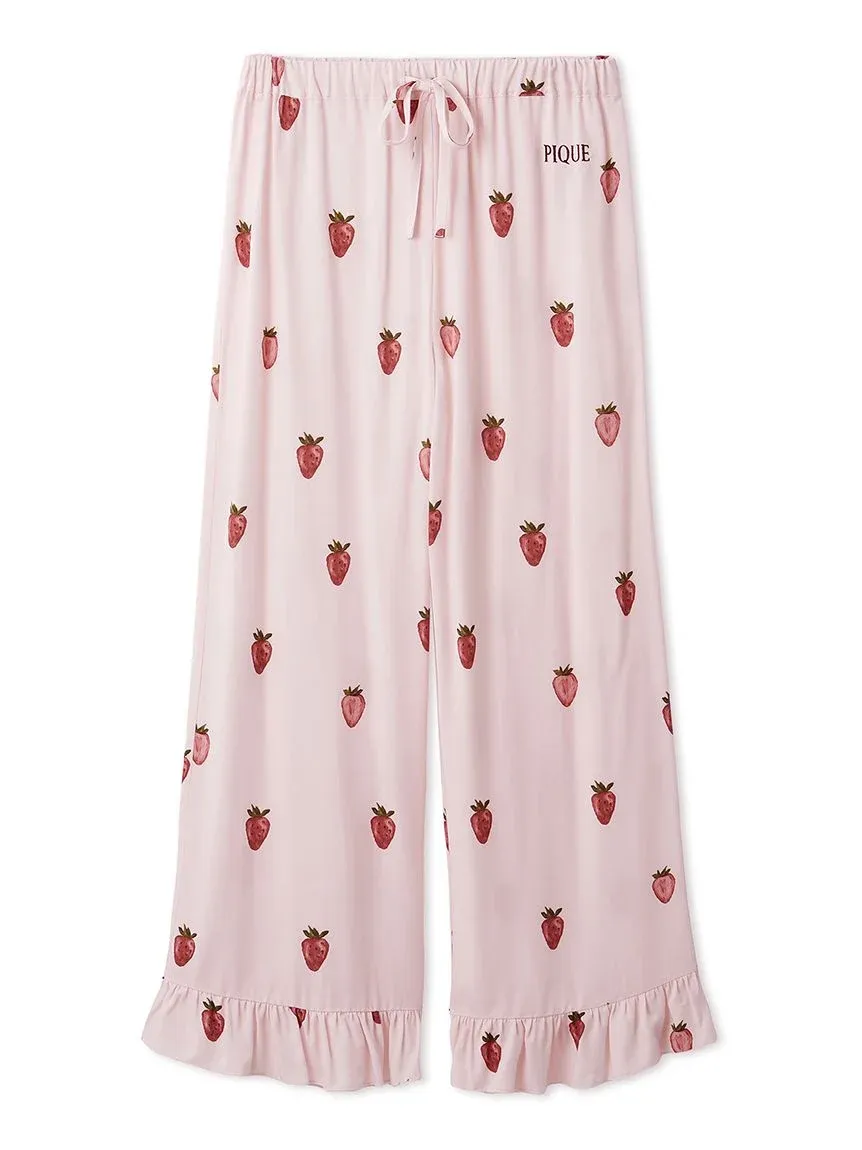 ストロベリー柄ツイルロングパンツ