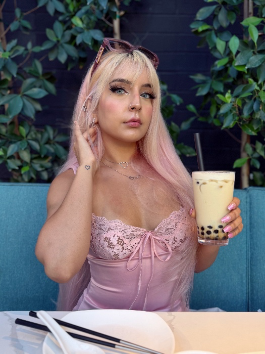 a boba and a sweet lil treat