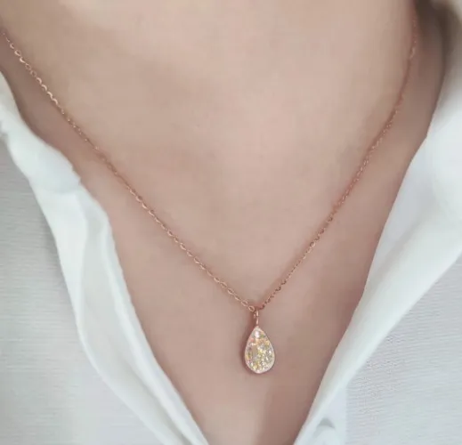 DIY Solid Gold Cremation Ashes Teardrop Necklace |DIY Ashes Jewelry Kit, Pet Ashes Necklace, Memorial Jewelry,Solid Gold Cremation Necklace