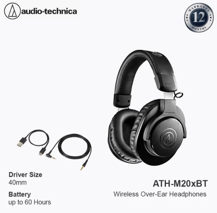 Audio-Technica ATH-M20xBT Wireless Over-Ear Headphones