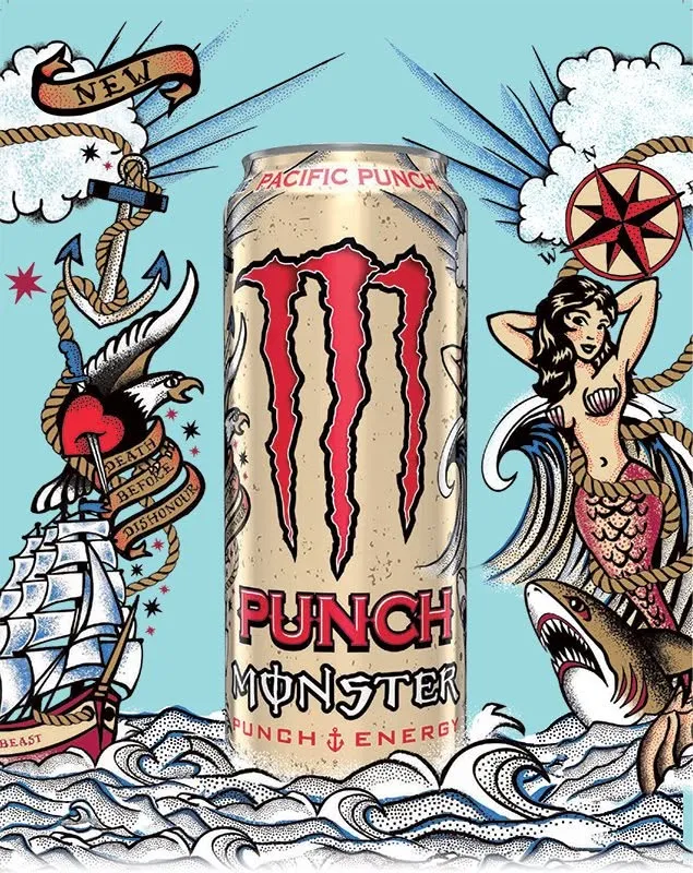 MONSTER ENERGY, Pacific Punch, 473 mL Cans (12 Pack)