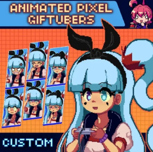 Animated Pixel GifTuber Commissions, Retro PNGTuber Stream Avatar, Reactive Twitch Discord Model, Cute Expressive Custom VTuber