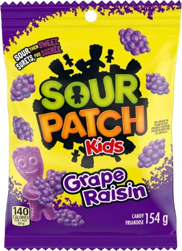 Sour Patch Kids gape Candy, Sour then Sweet, Gummy Candy, 154 g
