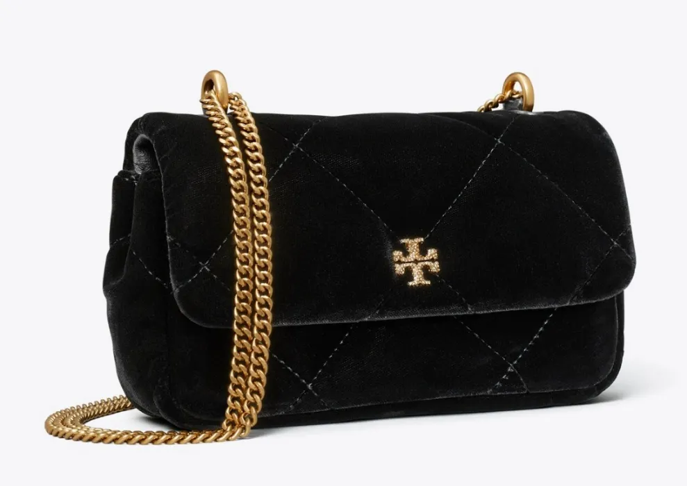 MINI KIRA DIAMOND QUILT VELVET PAVÉ FLAP BAG