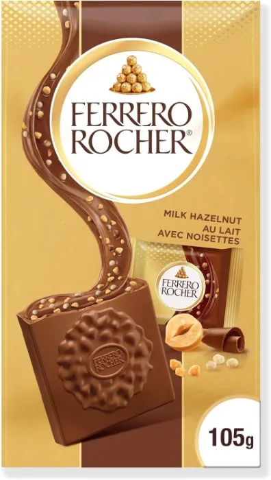 FERRERO ROCHER Premium Hazelnut Milk chocolate squares, 10 Individually Wrapped Chocolates, Great for Sharing or Gifting, 105g