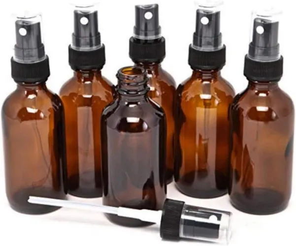 Amber Glass Spray Bottle 6 Piece Refillable Spray Containe for Essential Oils Small Empty Spray Bottle Fine Mist Spray for Essential Oil, Hair, Cleaning, Plant, Aromatherapy (30ml)