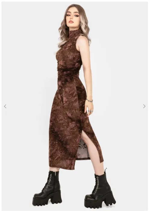 Serenade High Neck Ruched Floral Midaxi Dress | US 2