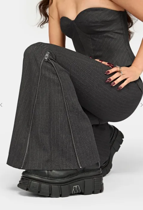 Lea Pinstripe Zip Bootcut Trouser | US 2