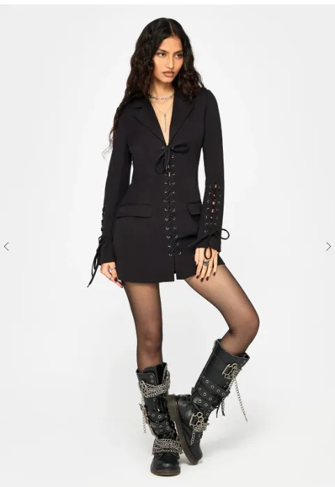 Tori Eyelet Lace Up Blazer Dress | US 2
