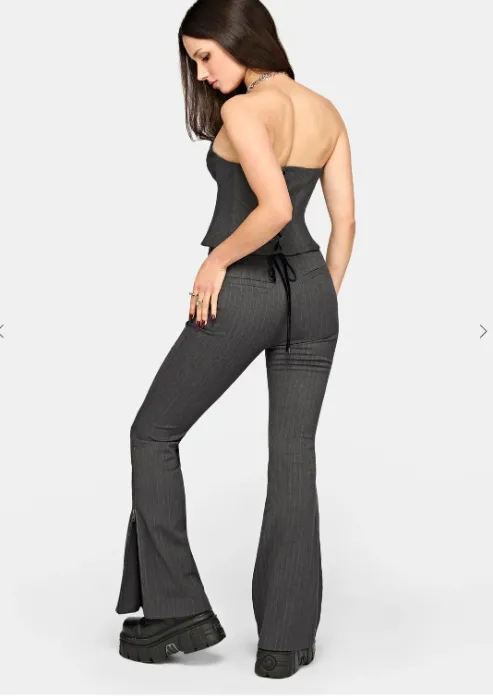 Lea Pinstripe Zip Bootcut Trouser | US 2