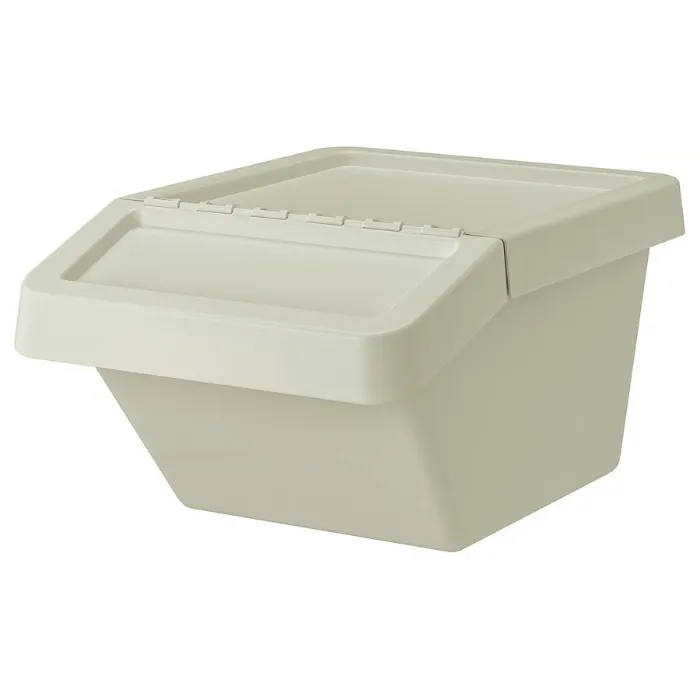 SORTERA Recycling bin with lid - beige 16 gallon