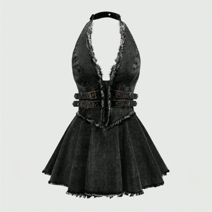 Grunge Punk Mini Dress (sz25030340706433398)