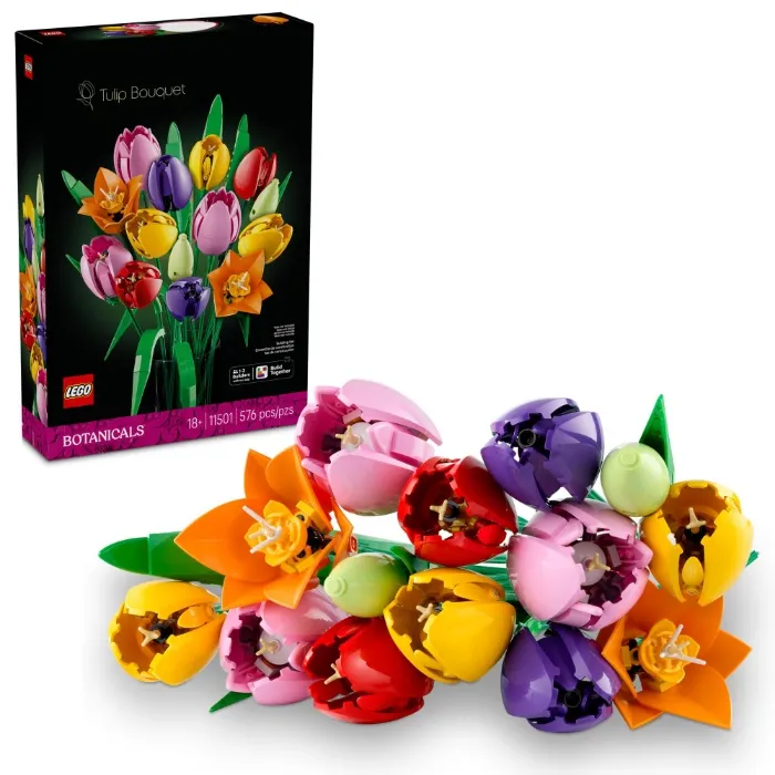 LEGO Botanicals Tulip Bouquet 11501 | Building Sets for Adults, Ages 18+, Artificial Flowers for Display, Bedroom & Home Decor, 576 Pieces, Gift for Women & Men