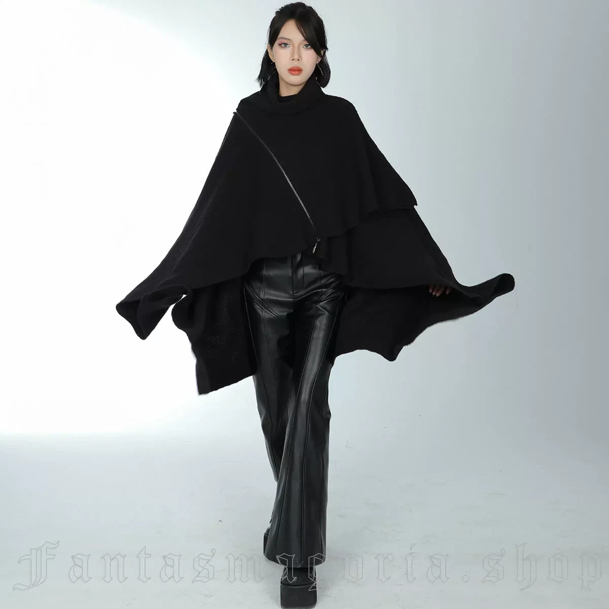 Black Moth Women's Poncho - Punk Rave | Fantasmagoria.store