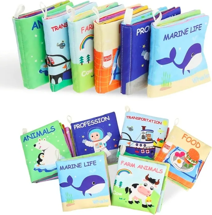 Coolplay Cloth Books Soft Baby Books Rustle Sound Baby Quiet Books Set Infant Early Learning Educational Toys 0-12 Months Rattle Book : Amazon.com.au: Toys & Games