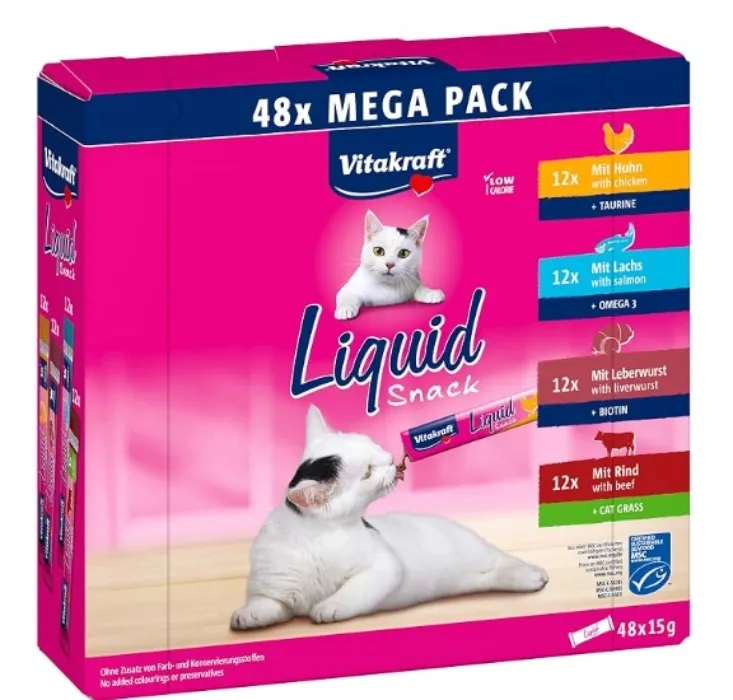 Vitakraft Liquid Cat Snack, Cat Treats in Mega Pack