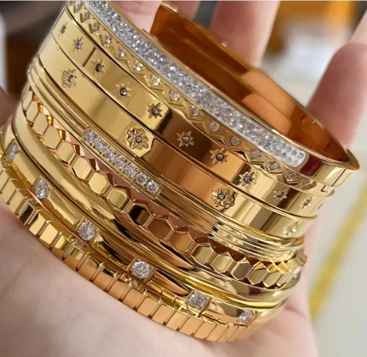 Stainless Steel Gold Bracelet Stack of 3 