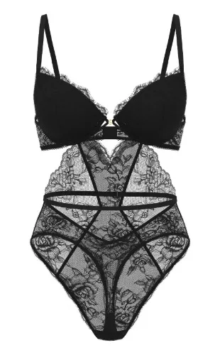 Rose Lace Lightly Lined Strappy Teddy