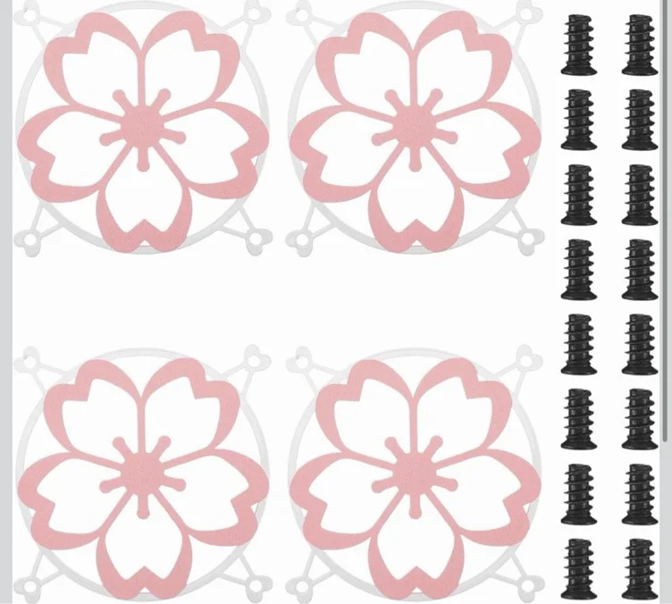 Lounsweer 4 Pcs 120mm Sakura Guard Fan Grill Metal PC Fan Grill Cover with Screws Cute Computer Accessories Coquettish PC Case Decor for Office Game Room Valentines Gift for Girls Women - Pink - Bow