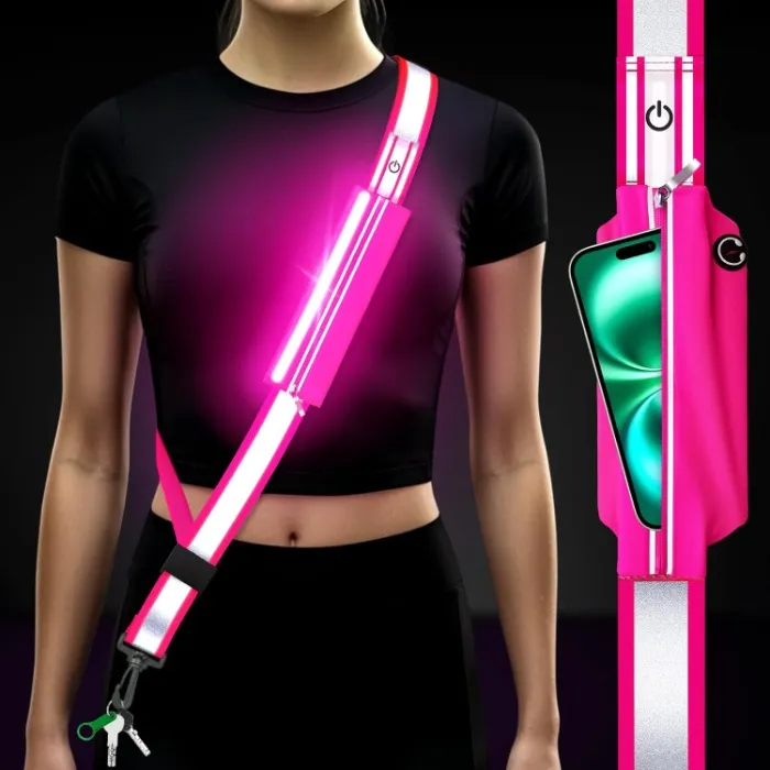 Light Up Reflective Sash Pouch