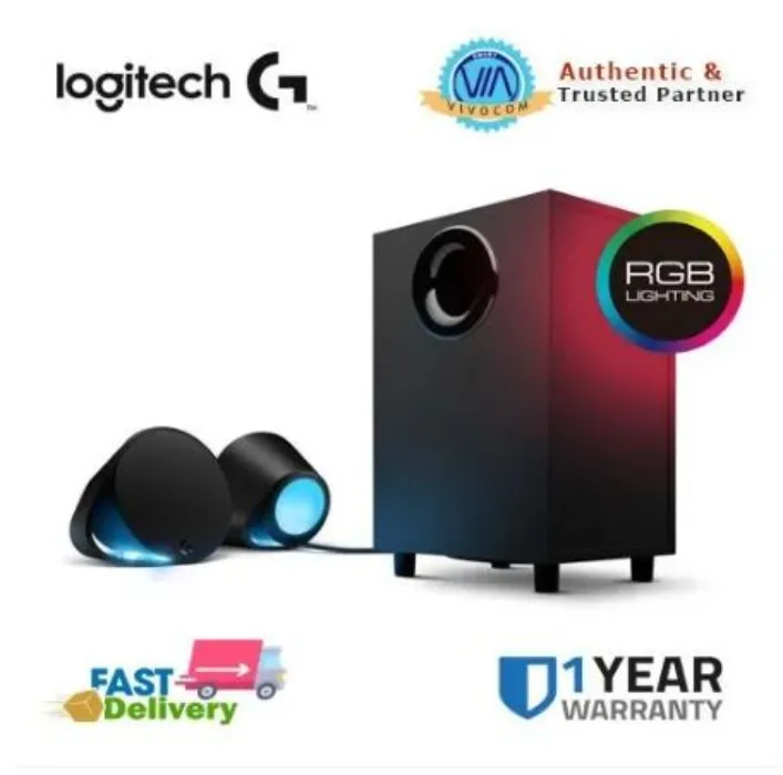 Logitech G560 RGB PC Gaming Speakers with Game-Driven Lighting 2.1, 240 Watts Peak (120 Watts RMS), USB, 3.5mm, and 4.1 Bluetooth connection, 7.1 DTS:X ULTRA, Subwoofer, 25-meter line of sight range