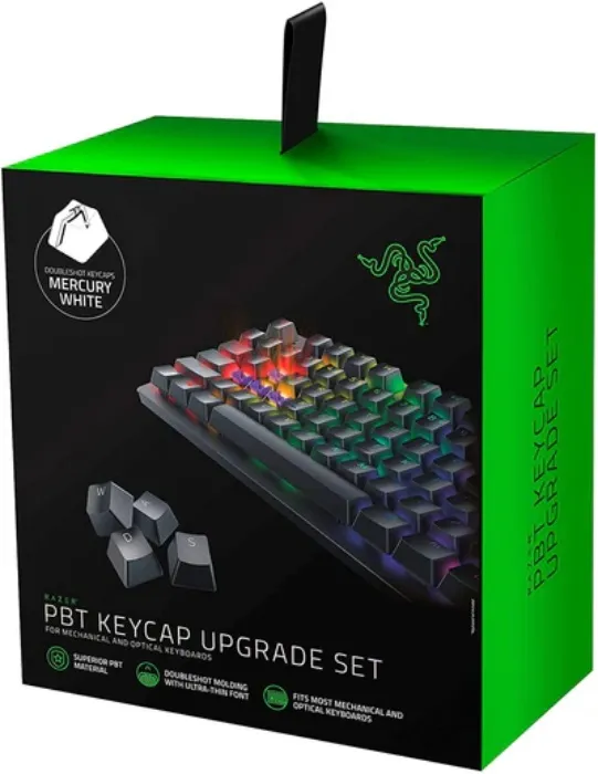 Razer PBT Keycap Upgrade Set For Mechanical And Optical Keyboards Doubleshot Keycaps Mercury White
