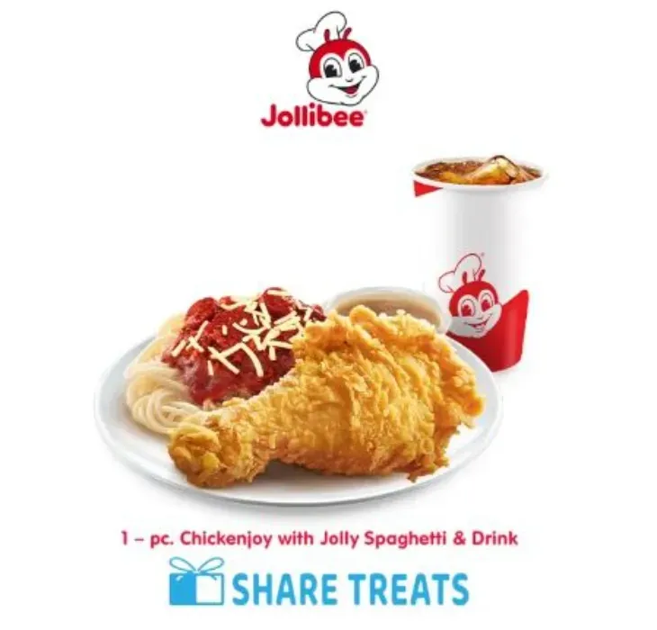 Jollibee 1 - pc Chickenjoy with Jolly Spaghetti & Drink (SMS eVoucher)