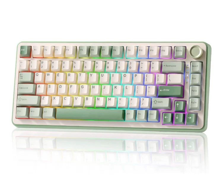 Green Keyboard With Milk Keycaps