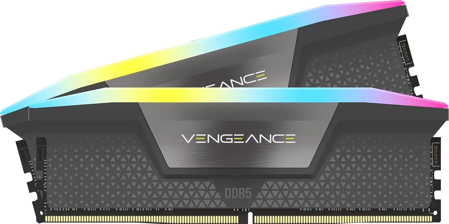 CORSAIR VENGEANCE RGB DDR5 32GB (2x16GB) DDR5 5200MHz CL40 AMD EXPO Intel XMP iCUE Compatible Computer Memory – Gray (CMH32GX5M2B5200Z40K)