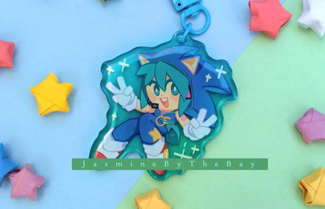 Sonic & Miku Glitter Keychain Charm