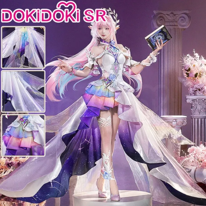 【Size S-2XL】DokiDoki-SR Game Honkai: Star Rail Cosplay Cyrene Diamond Sheen / Laser Sheen Costume Adult Cyrene | 1st Batch-Laser Sheen Version / Costume+Halo Veil-M-Order Processing Time Refer to Description Page