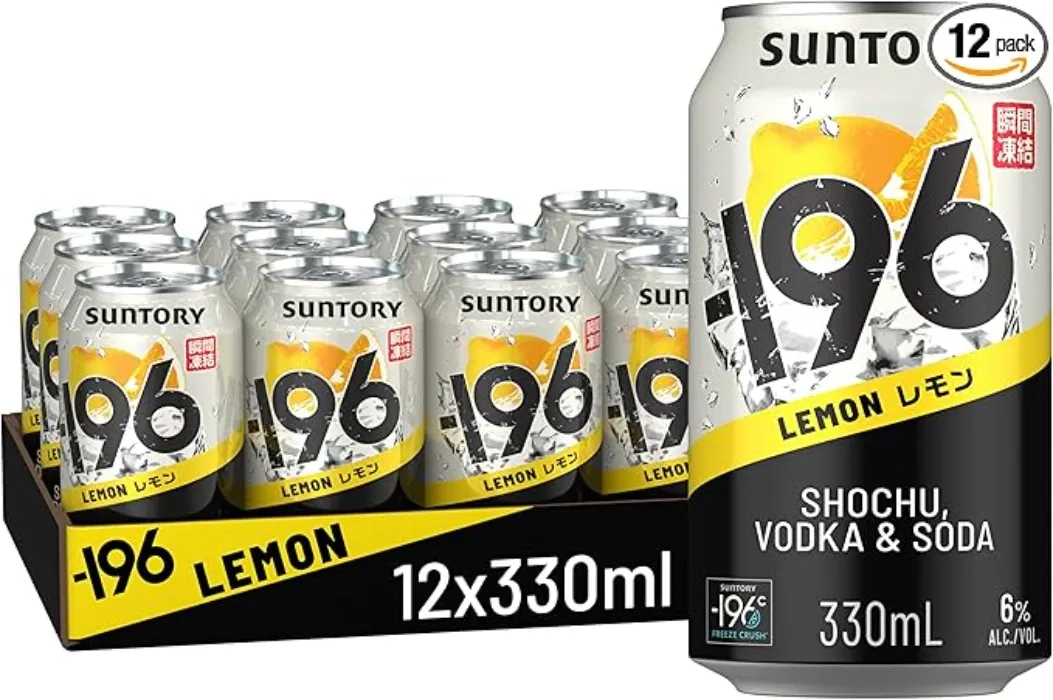 -196 Suntory: Lemon Shochu & Vodka Ready To Drink Cans. 12x330ml 6% ABV