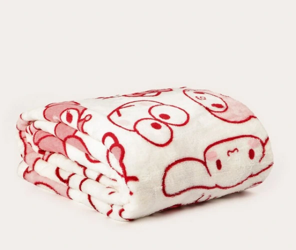 Manta solteiro de microfibra Hello Kitty e amigos - branca