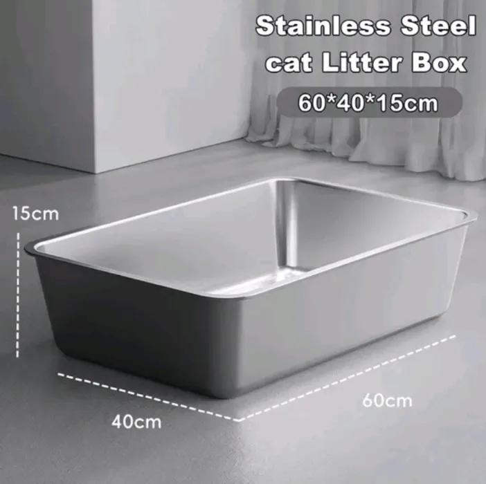 3x Stainless Steel Cat Litter Box