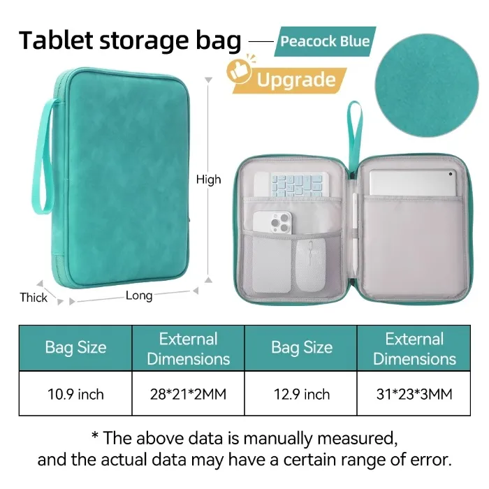 Tablet Case Handbag Shockproof Waterproof For iPad Samsung Xiaomi Huawei Lenovo 10.9- 12.9" PU Leather Sleeve