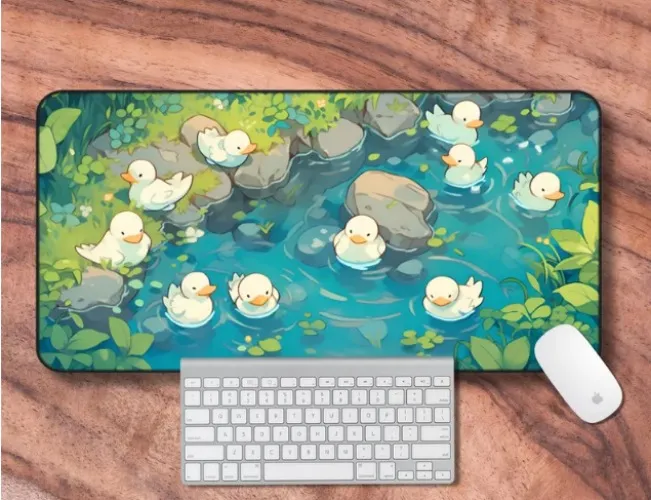 Desk Mat Aesthetic, Lofi Desk Mat, Cute Duck Gaming Mouse Pad size large